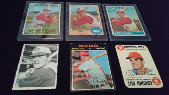 ASSORTED PETE ROSE BASEBALL CARD LOT OF 6 CARDS