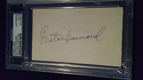 NY YANKEES ELSTON HOWARD AUTOGRAPHED INDEX CARD