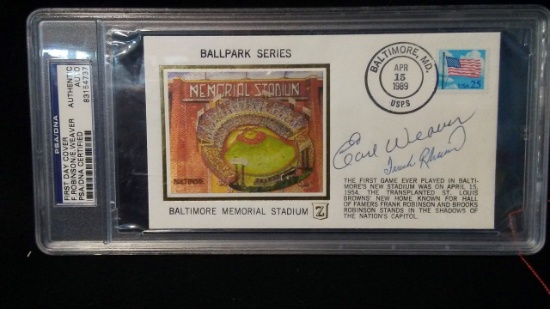 1989 First Day Cover Ballpark Series Earl Weaver Frank Robinson Autographed