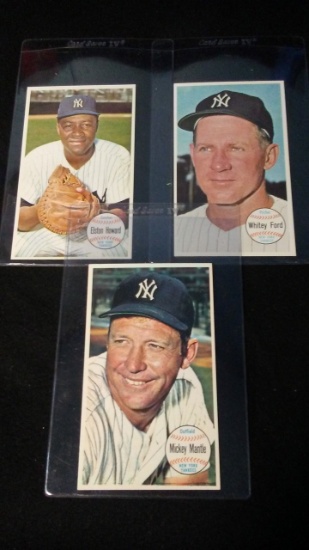 1964 Topps Baseball Giant Lot Of 3 Cards Mickey Mantle, Whitey Ford, Elston Howard