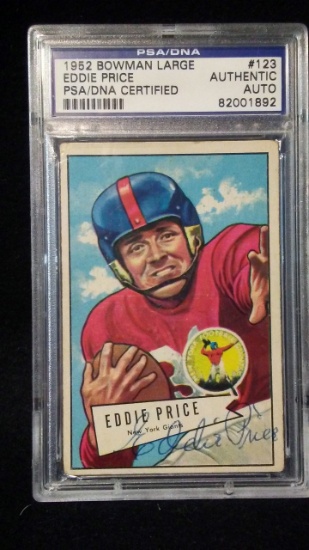 1952 Bowman Large Football Card Eddie Price Autographed #123