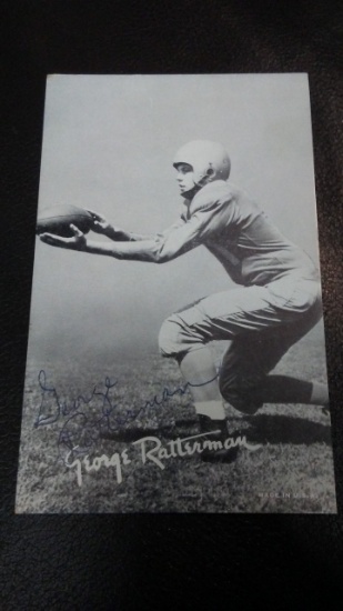 1948-52 EXHIBIT CARD FOOTBALL GEORGE RATTERMAN AUTOGRAPHED