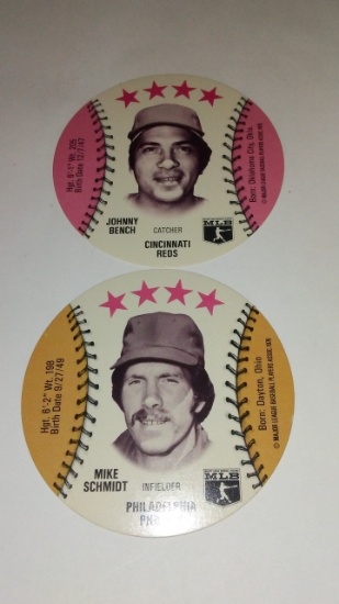 1976 Johnny Bench & Mike Schmidt Islay's Baseball Disc's