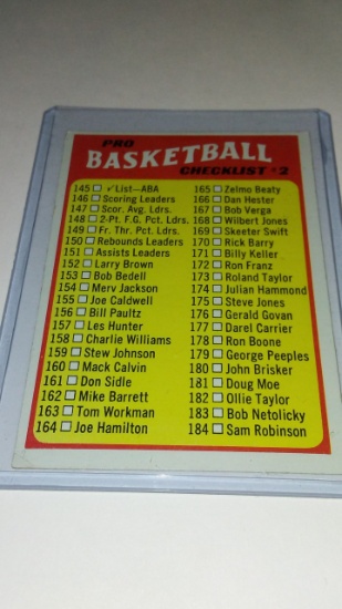 1971-72 TOPPS BASKETBALL CHECKLIST #2