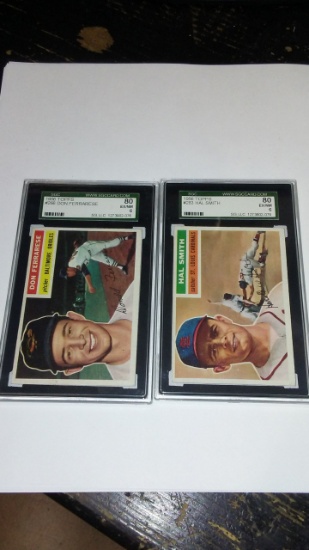 1956 TOPPS BASEBALL CARD LOT OF 2 FERRARESE SMITH