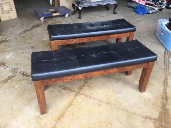Qty of (2) Leather Benches
