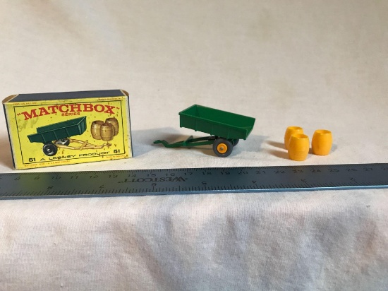 Matchbox Lesney Series 51 Trailer with three barrels and in box