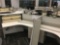 11 desk cubicle system with 1 Ergotron sit-stand integrated platform,2 36 inch low storage cabinets,