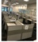 Six station medium height cubicle system with 2-36 inch storage cabinets