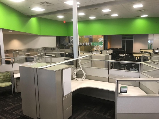 4 desk privacy height rectangular cubicle system