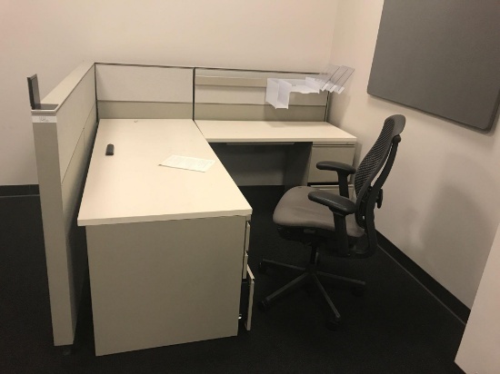 Qty of 2 cubicle desk systems, 36 in round table