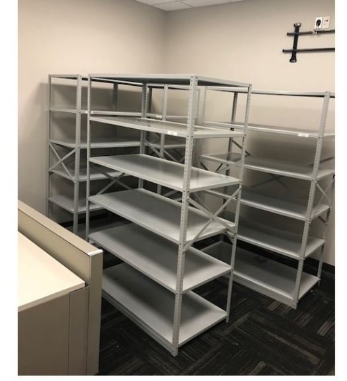 Qty of 4-48 in x 24 in x 72 in and 2-36 in x 24 in commercial storage shelving units