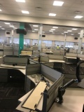 12 desk cubicle system with 1 Ergotron sit-stand integrated platform