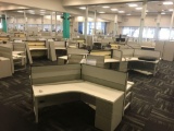 12 desk cubicle system wIth 1 Ergotron sit-stand integrated platform
