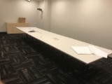 Qty of 3-72 in x 60 in conference tables with joining brackets and 72 in credenza