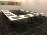 Qty of 8-72 in x 36 in meeting tables with power/multimdia hub, 2-72 in credenzas, and 1 speaker?s