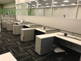 5 station low-wall cubicle system woth 60 in desks and 30 in returns