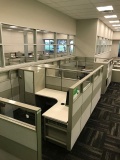 3 station privacy-wall cubicle system with additional 60 in desk