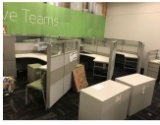 3 station managers cubicle center with privacy level walls and additional 60 inch workstation