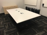120 in x 60 in conference table system with 10 office chairs, 72 in credenza and 4 additional chairs