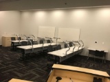 Qty of 4-72 in x 30 in two station tables, 1-96 in x 30 in three station table, 1-48 in x 30 in