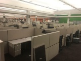 7 station Allsteel cubicle system with 8ft x 12ft manager station and six workstations
