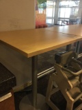 Square raised dining tables with chairs