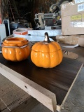 Orange pumpkin lidded bowls