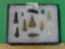 Qty of 7 Archaic Drills and 2 Skin Scrapers With Display Case