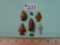 Qty of 5 High Plains Arrowheads With Display Case