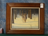 Framed Timber Wolf Painting