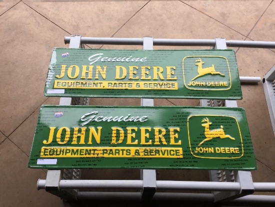 (2) 42x13 Metal John Deere Signs, Officially Licensed