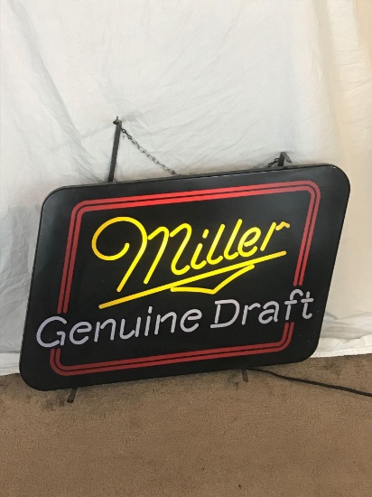 Large Fluorescent backlit Miller Genuine Draft Bar Sign