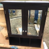 Wall Shelving mount with mirrors - dark wood finish