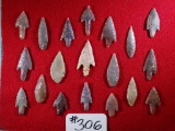 Qty of (19) Very Nice Neolithic Points with Display Case