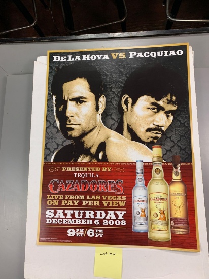 Unopened case of De La Hoya-Pacquiao Dec 2008 Cazadores Promotional Posters