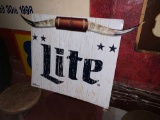 Miller Lite Steel Longhorn Bar Sign