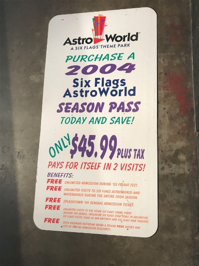 AstroWorld 2004 Season Pass Sign