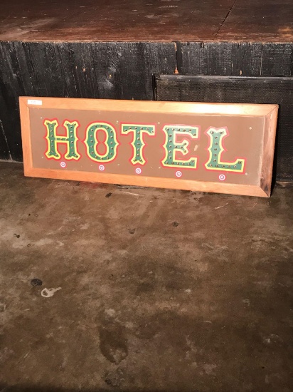 Hotel wood sign