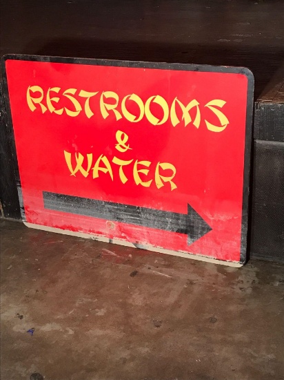 Restrooms and Water Sign