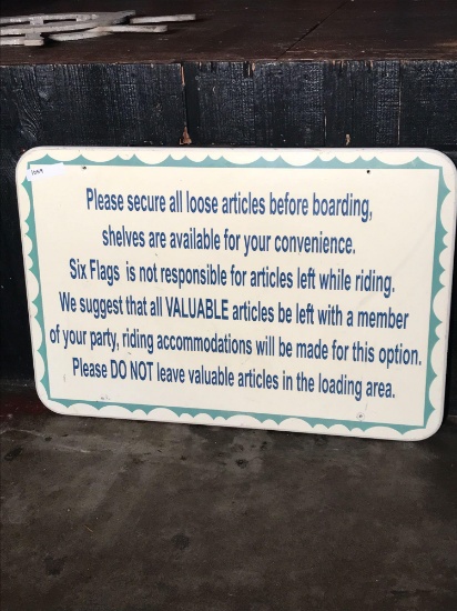 Six Flags is Not Responsible Sign