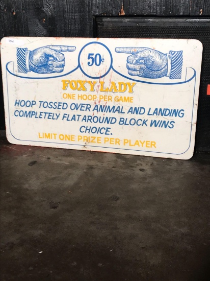 Foxy Lady hoop toss game sign