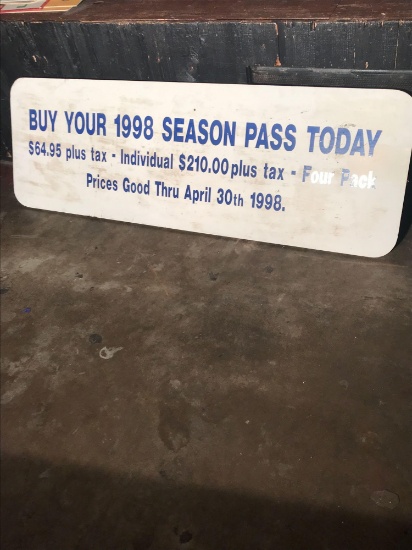 Buy Your 1998 Season Pass Tickets Sign