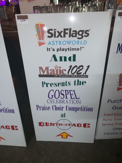 Six Flags Presents Sign