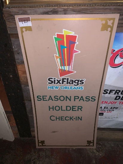Six Flags Season Pass Holder Check-In Sign
