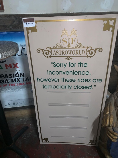 AstroWorld Rides Are Temporarily Closed Sign