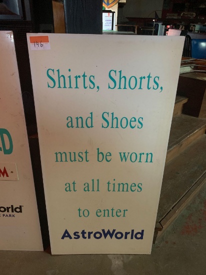 Shirts, Shorts, and Shoes AstroWorld Sign