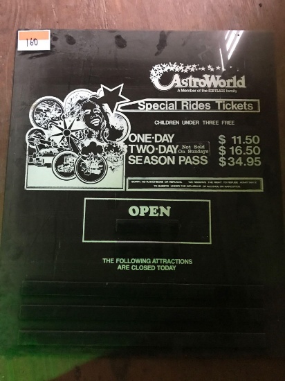 AstroWorld Pricing Sign