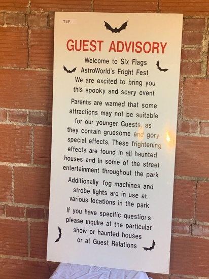 AstroWorld Fright Fest Guest Advisory Sign