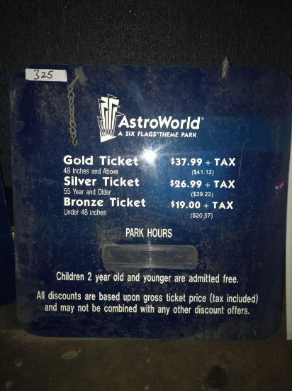 Astroworld ticket sign 2x2ft